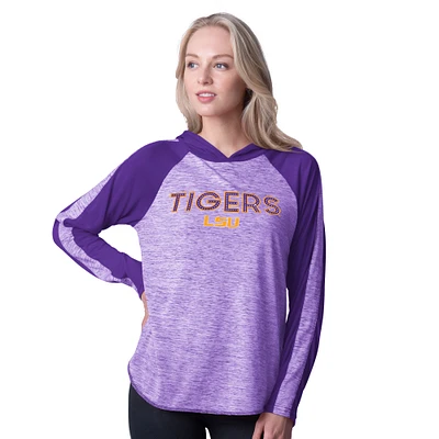 Women's G-III 4Her by Carl Banks Purple LSU Tigers Underdog Bling Raglan Long Sleeve Hoodie T-Shirt