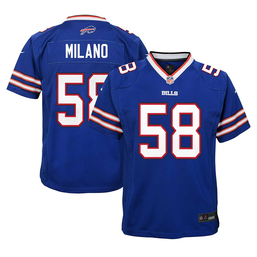 Youth Nike Matt Milano Royal Buffalo Bills Team Player Game Jersey