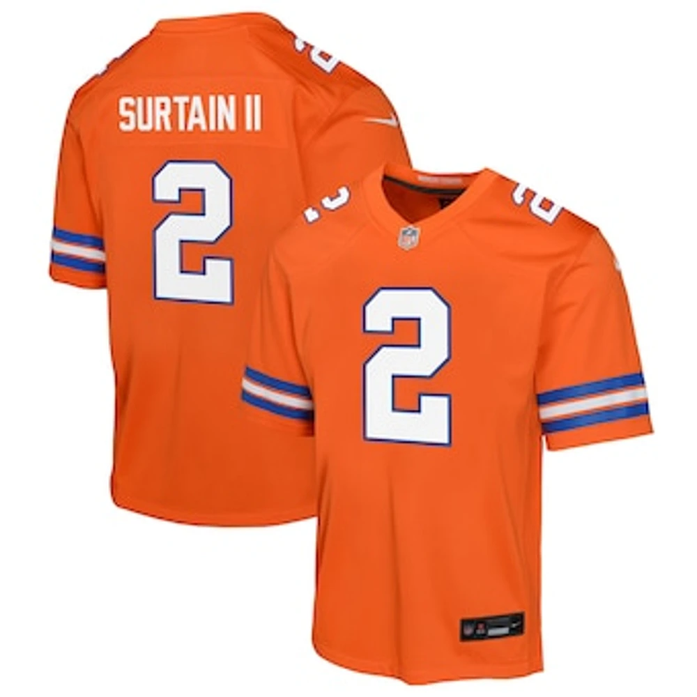 Youth Nike Patrick Surtain II Orange Denver Broncos Mile High Collection 1977 Throwback Game Jersey