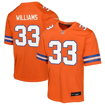 Youth Nike Javonte Williams Orange Denver Broncos Mile High Collection 1977 Throwback Game Jersey