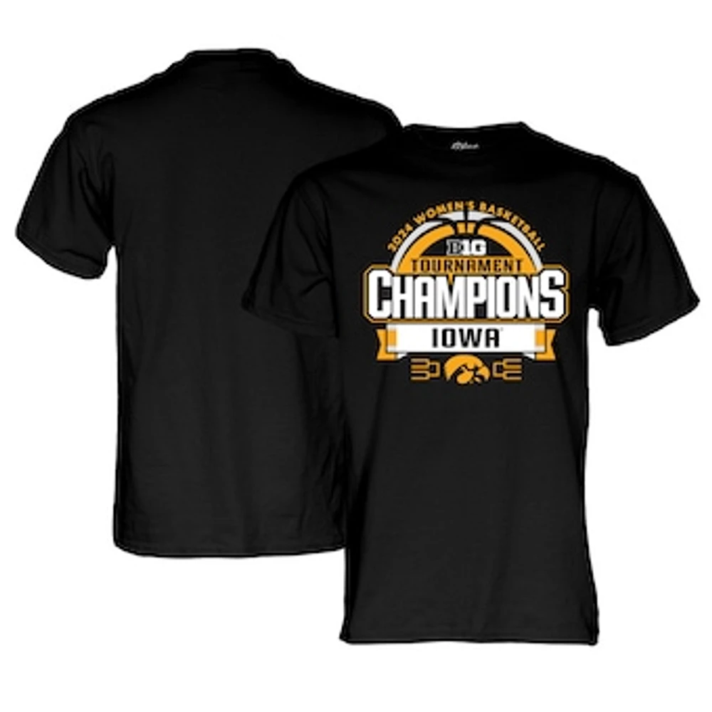 Unisex Blue 84  Black Iowa Hawkeyes 2024 Big Ten Women's Basketball Conference Tournament Champions Locker Room T-Shirt