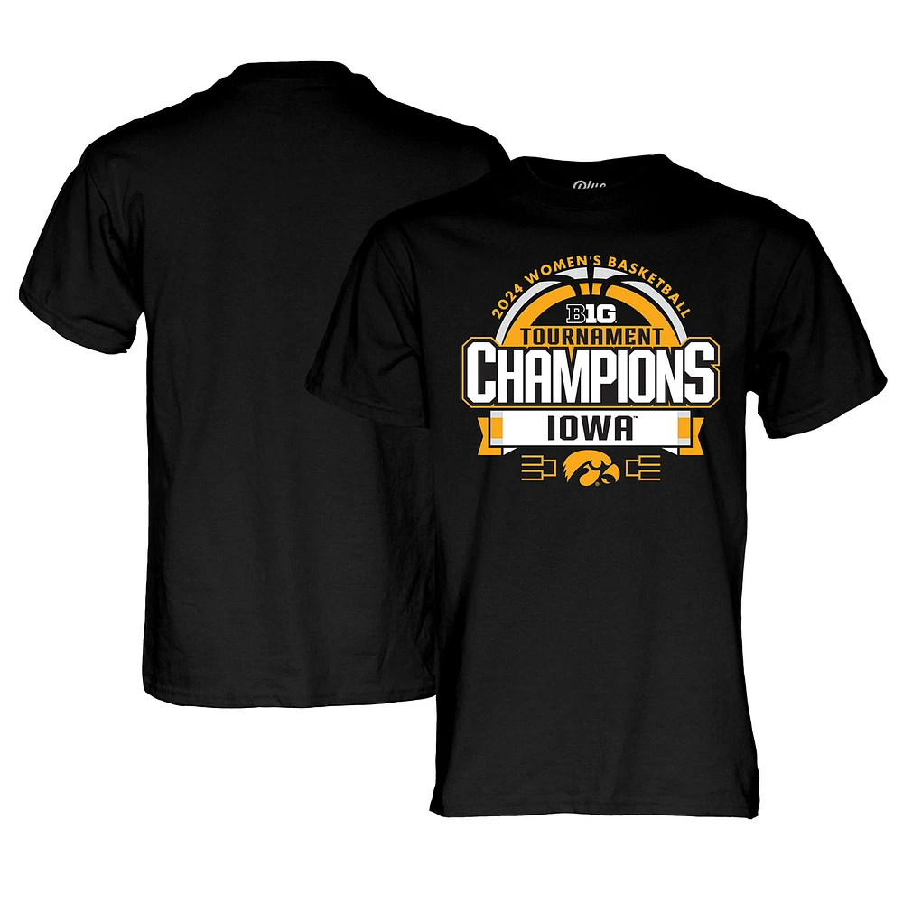 Unisex Blue 84  Black Iowa Hawkeyes 2024 Big Ten Women's Basketball Conference Tournament Champions Locker Room T-Shirt