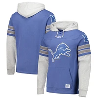 Men's '47 Blue Detroit Lions Double Header Blitz Cornerback Pullover Hoodie