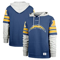 Men's '47 Royal Los Angeles Chargers Double Header Blitz Cornerback Pullover Hoodie