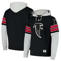 Men's '47 Black Atlanta Falcons  Double Header Blitz Throwback Cornerback Pullover Hoodie