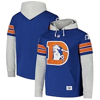 Men's '47 Royal Denver Broncos  Double Header Blitz Throwback Cornerback Pullover Hoodie