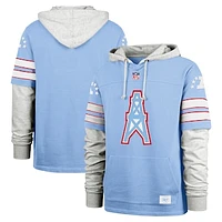 Men's '47 Light Blue Houston Oilers Gridiron Classics Double Header Blitz Throwback Cornerback Pullover Hoodie