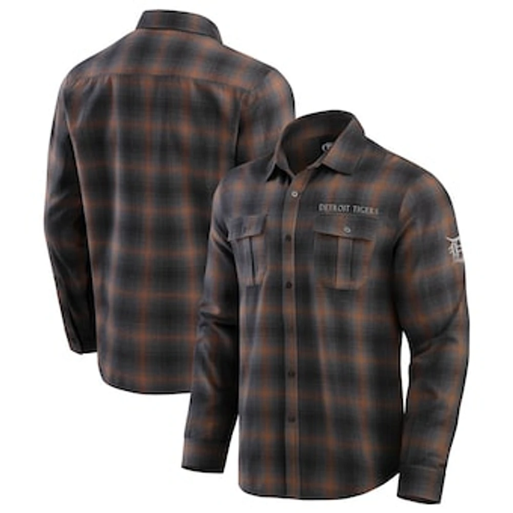 Men's Darius Rucker Collection by Fanatics Tan Detroit Tigers Classic Flannel Long Sleeve Button-Up Shirt