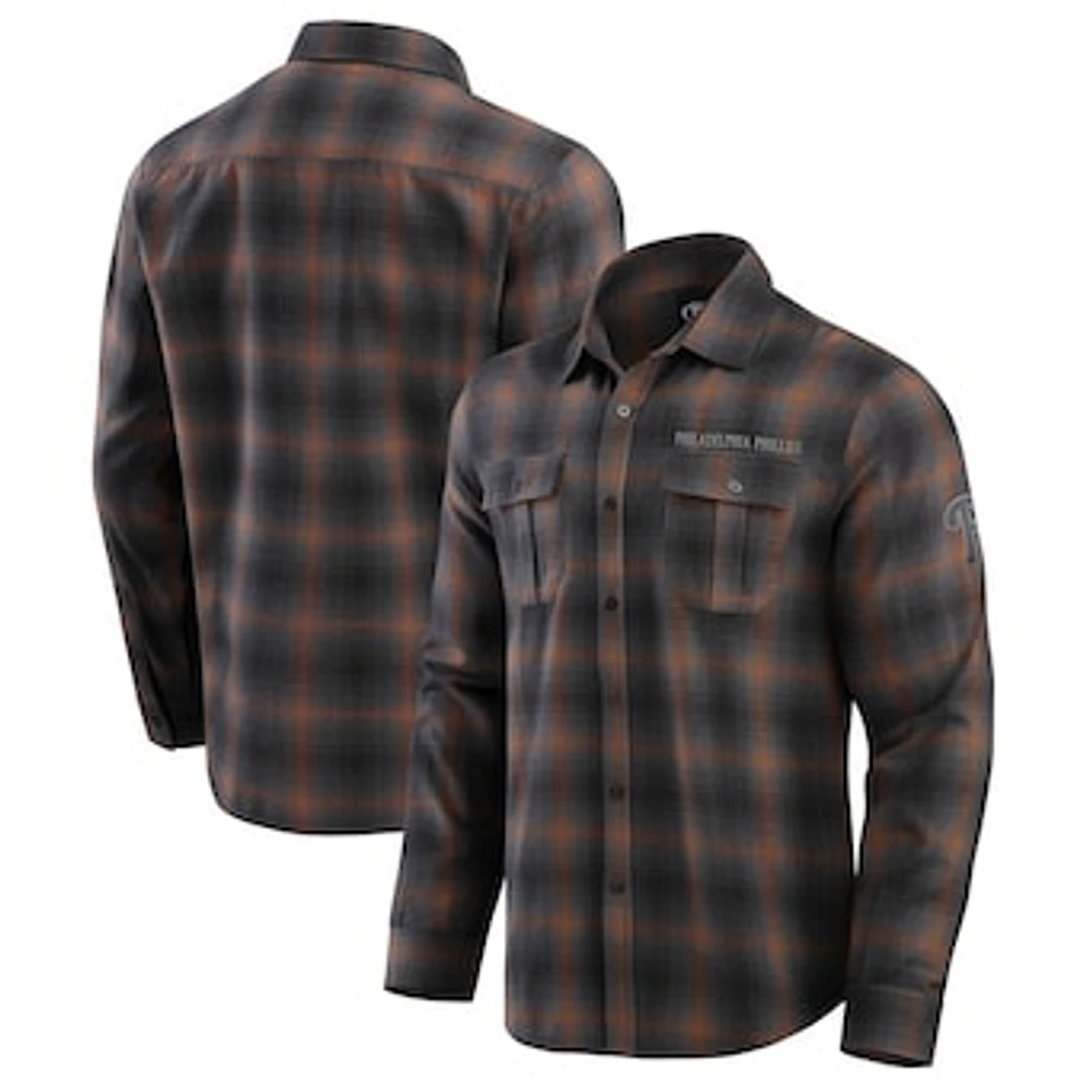 Men's Darius Rucker Collection by Fanatics Tan Philadelphia Phillies Classic Flannel Long Sleeve Button-Up Shirt