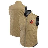 Men's Darius Rucker Collection by Fanatics Tan/Charcoal Baltimore Orioles Reversible Canvas & Plaid Patch Full-Zip Vest