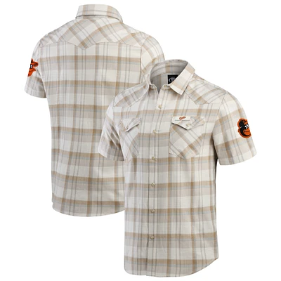 Men's Darius Rucker Collection by Fanatics Gray Baltimore Orioles Plaid Full-Snap Shirt