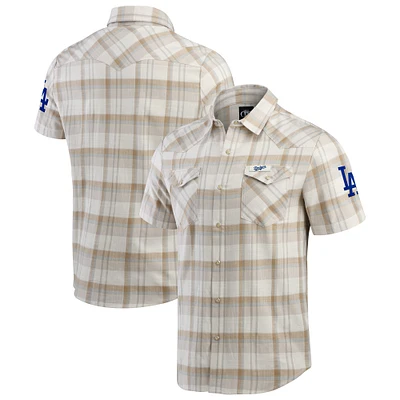 Men's Darius Rucker Collection by Fanatics Gray Los Angeles Dodgers Plaid Full-Snap Shirt