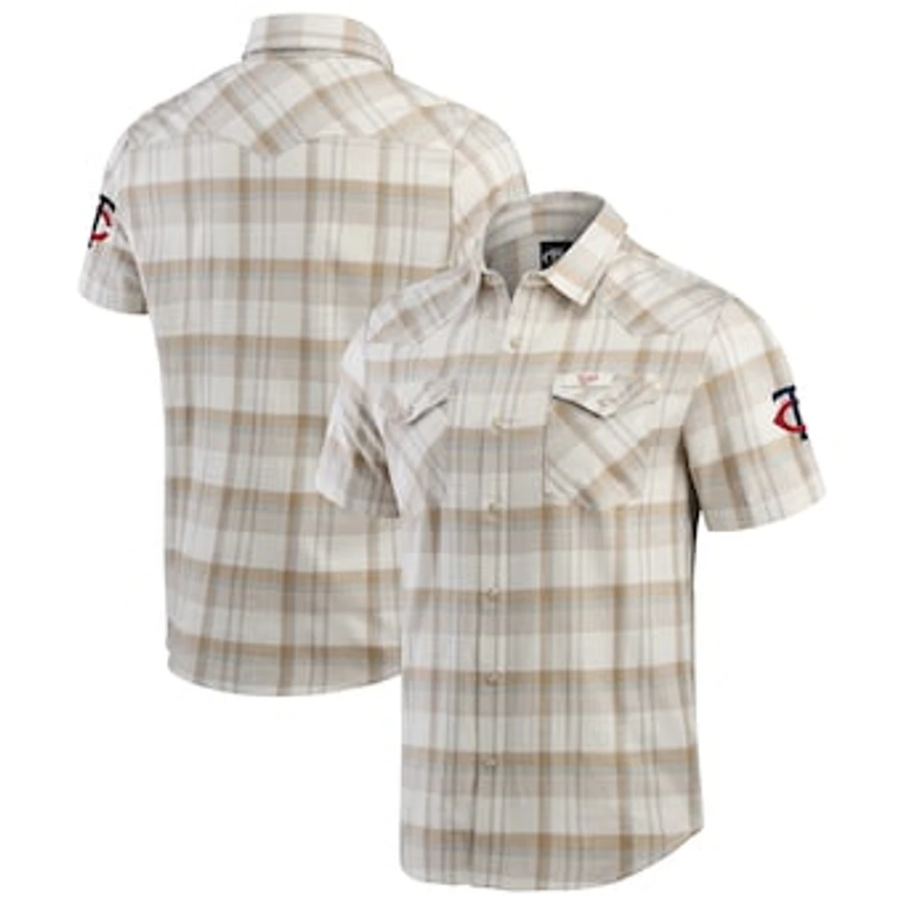 Men's Darius Rucker Collection by Fanatics Gray Minnesota Twins Plaid Full-Snap Shirt