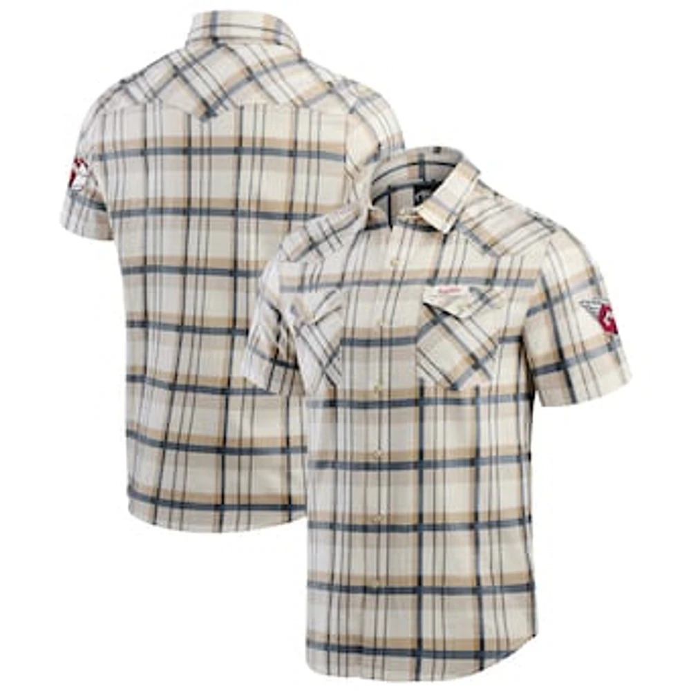 Men's Darius Rucker Collection by Fanatics Navy Cleveland Guardians Plaid Full-Snap Shirt