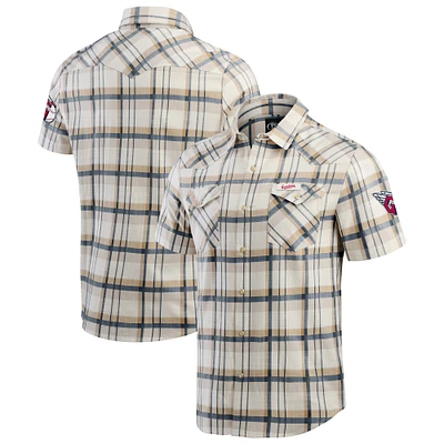 Men's Darius Rucker Collection by Fanatics Navy Cleveland Guardians Plaid Full-Snap Shirt