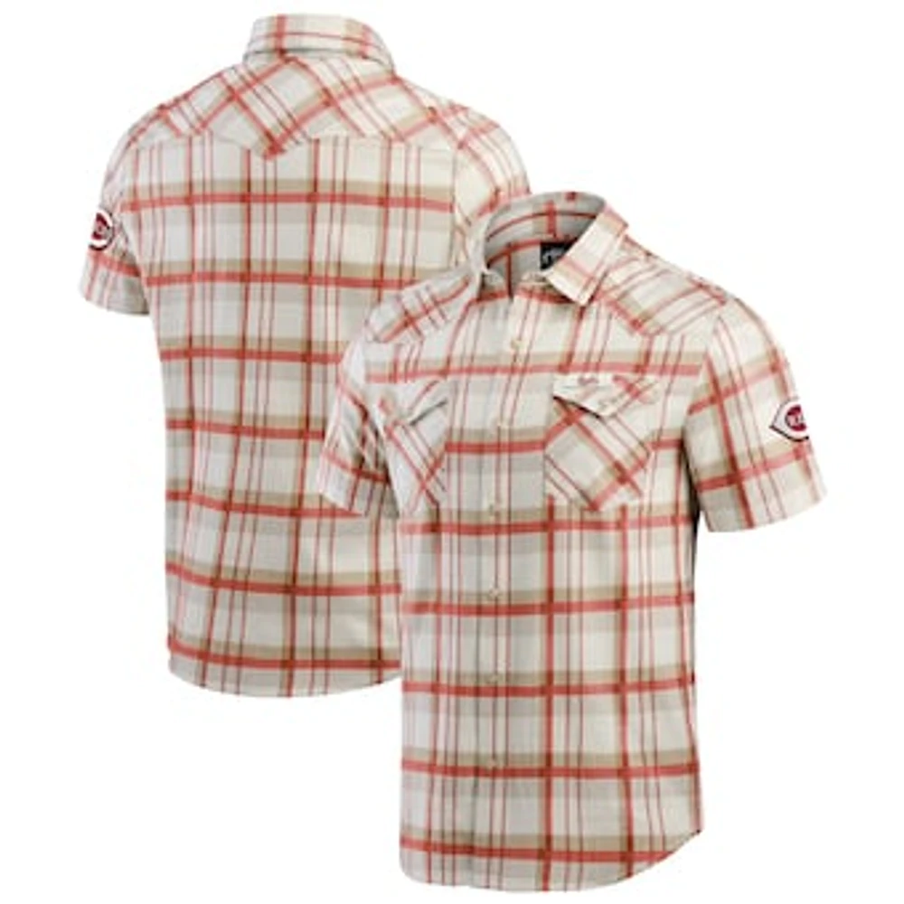 Men's Darius Rucker Collection by Fanatics Red Cincinnati Reds Plaid Full-Snap Shirt