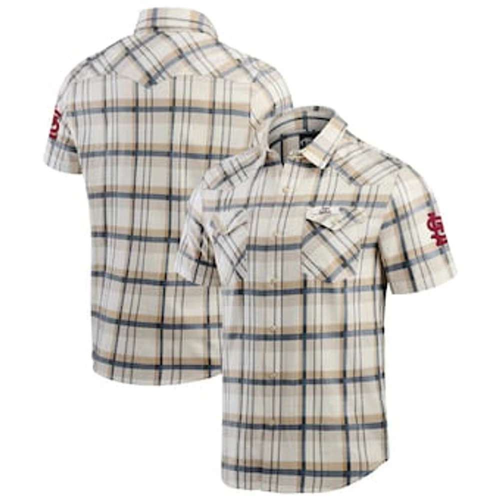 Men's Darius Rucker Collection by Fanatics Navy St. Louis Cardinals Plaid Full-Snap Shirt