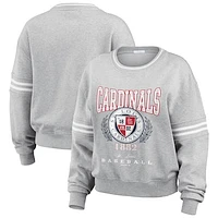 Women's WEAR by Erin Andrews Heather Gray St. Louis Cardinals Domestic Crest Pullover Sweatshirt