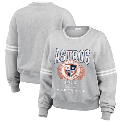 Women's WEAR by Erin Andrews Heather Gray Houston Astros Domestic Crest Pullover Sweatshirt