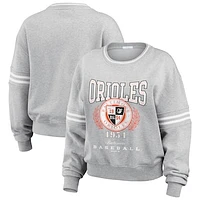 Women's WEAR by Erin Andrews Heather Gray Baltimore Orioles Domestic Crest Pullover Sweatshirt