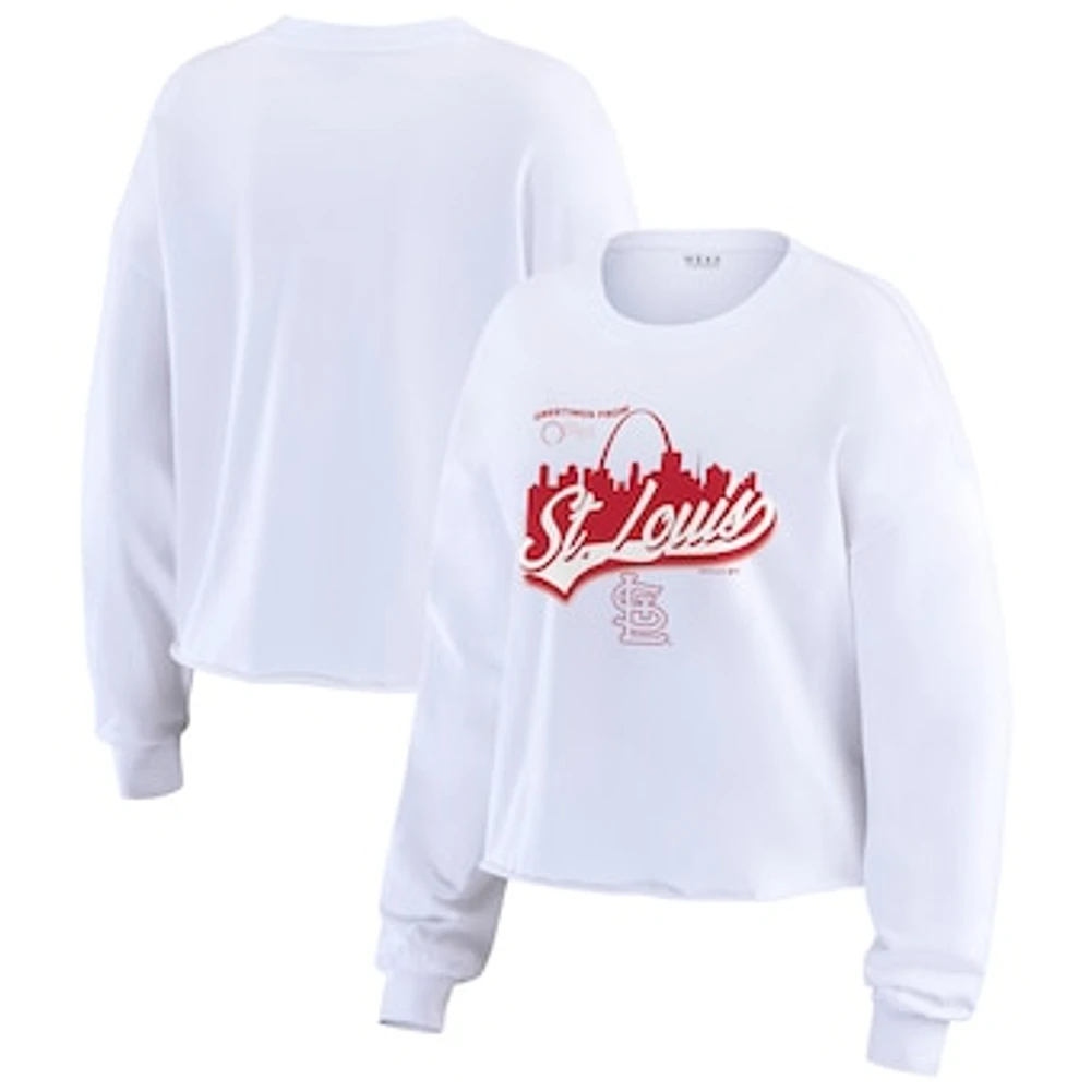 Women's WEAR by Erin Andrews White St. Louis Cardinals Domestic Postcard Long Sleeve T-Shirt