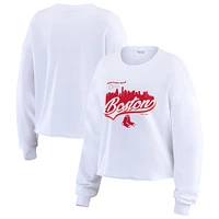 Women's WEAR by Erin Andrews White Boston Red Sox Domestic Postcard Long Sleeve T-Shirt