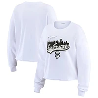 Women's WEAR by Erin Andrews White San Francisco Giants Domestic Postcard Long Sleeve T-Shirt