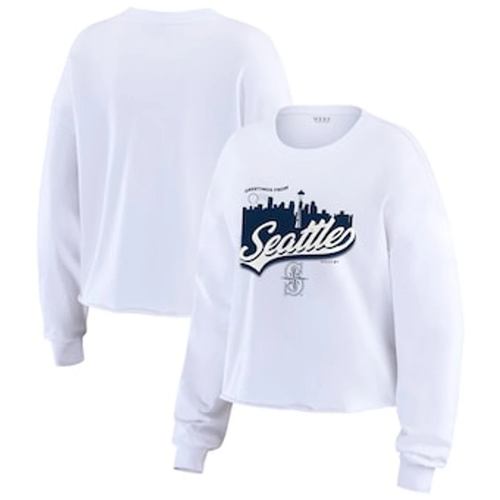 Women's WEAR by Erin Andrews White Seattle Mariners Domestic Postcard Long Sleeve T-Shirt