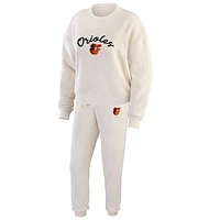 Women's WEAR by Erin Andrews  Oatmeal Baltimore Orioles Rib-Knit Long Sleeve T-Shirt & Pants Lounge Set