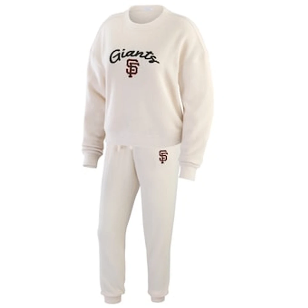 Women's WEAR by Erin Andrews  Oatmeal San Francisco Giants Rib-Knit Long Sleeve T-Shirt & Pants Lounge Set