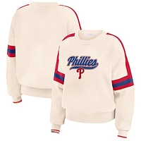 Women's WEAR by Erin Andrews  Cream Philadelphia Phillies Stripe Pullover Sweater