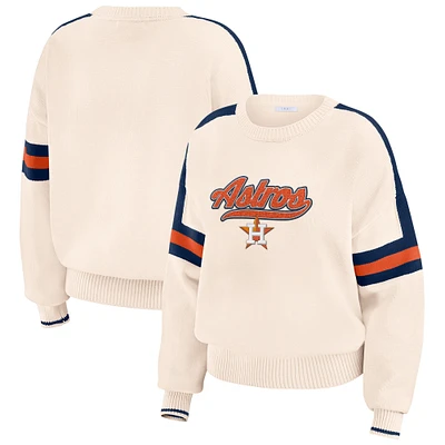 Women's WEAR by Erin Andrews  Cream Houston Astros Stripe Pullover Sweater