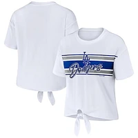 Women's WEAR by Erin Andrews White Los Angeles Dodgers Tie-Front T-Shirt