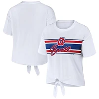 Women's WEAR by Erin Andrews White Atlanta Braves Tie-Front T-Shirt