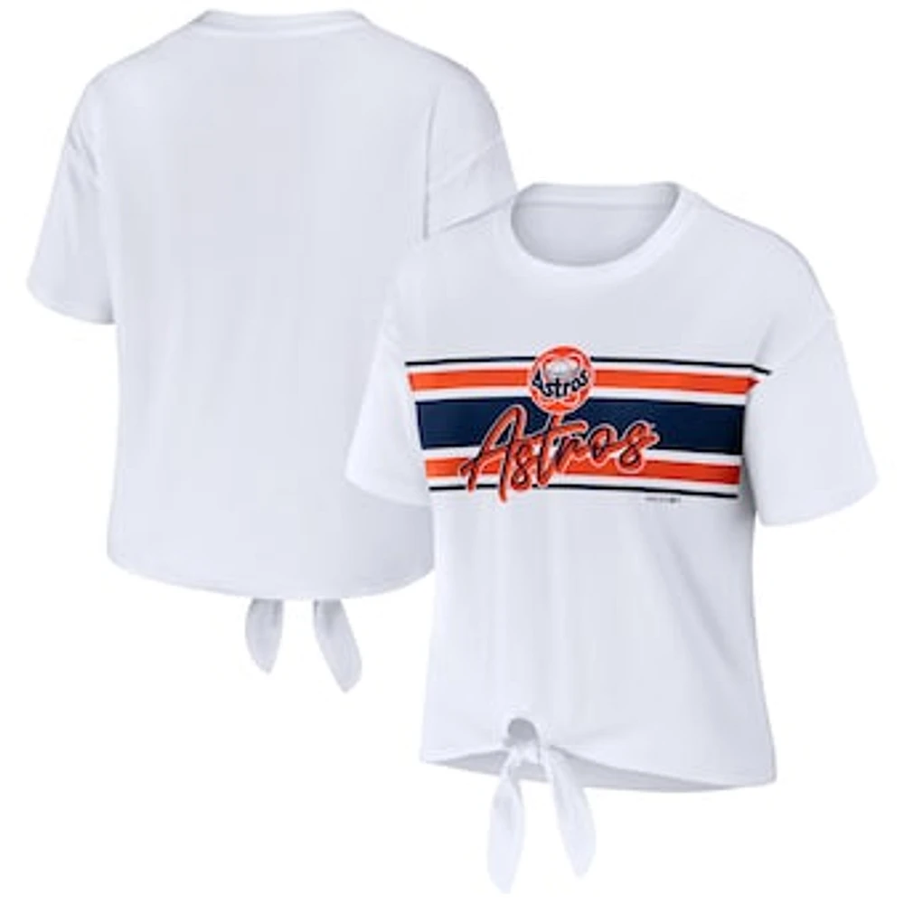 Women's WEAR by Erin Andrews White Houston Astros Tie-Front T-Shirt