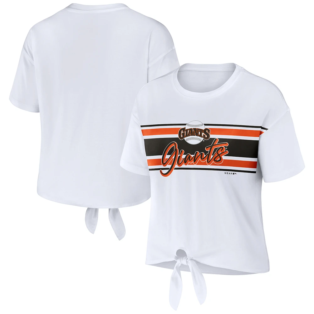 Women's WEAR by Erin Andrews White San Francisco Giants Tie-Front T-Shirt