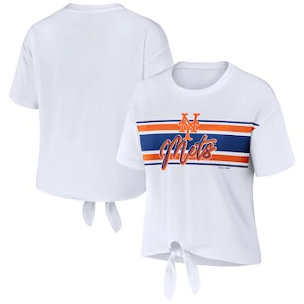 Women's WEAR by Erin Andrews White New York Mets Tie-Front T-Shirt