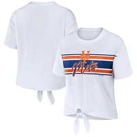 Women's WEAR by Erin Andrews White New York Mets Tie-Front T-Shirt