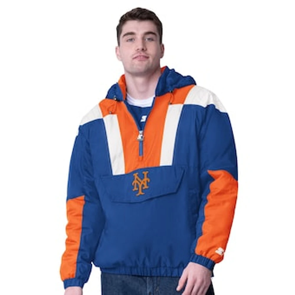 Men's Starter  Royal New York Mets Cooperstown Collection Charger Half-Zip Jacket