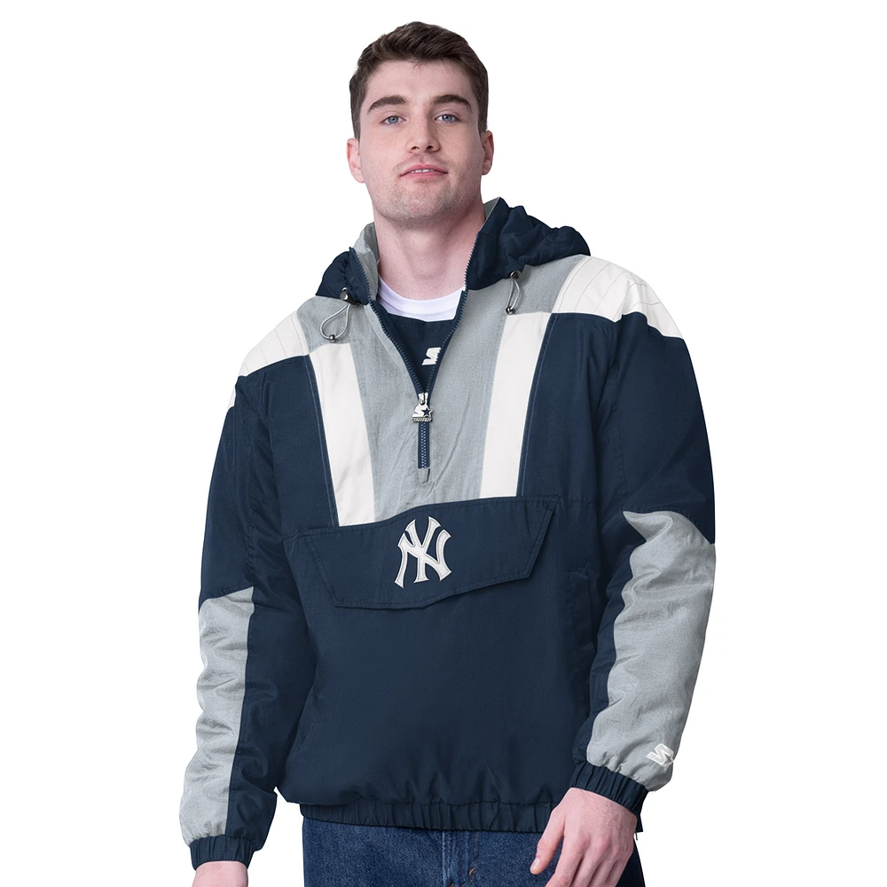 Men's Starter  Navy New York Yankees Cooperstown Collection Charger Half-Zip Jacket