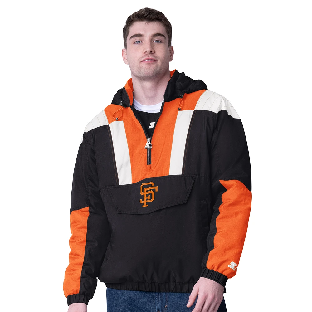 Men's Starter  Black San Francisco Giants Cooperstown Collection Charger Half-Zip Jacket