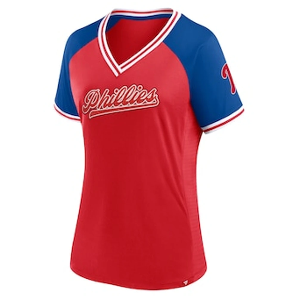 Women's Profile Red Philadelphia Phillies Plus Crossover V-Neck T-Shirt