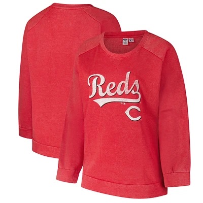 Women's Profile  Heather Red Cincinnati Reds Plus Cooperstown Collection Fleece Pullover Sweatshirt