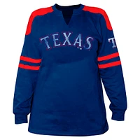 Women's Profile Royal Texas Rangers Plus Notch Neck Fleece Long Sleeve T-Shirt