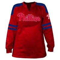 Women's Profile Red Philadelphia Phillies Plus Size Notch Neck Fleece Long Sleeve T-Shirt