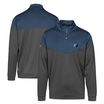 Men's Levelwear Navy/Charcoal Memphis Grizzlies Commuter Insignia Core Quarter-Zip Pullover Top