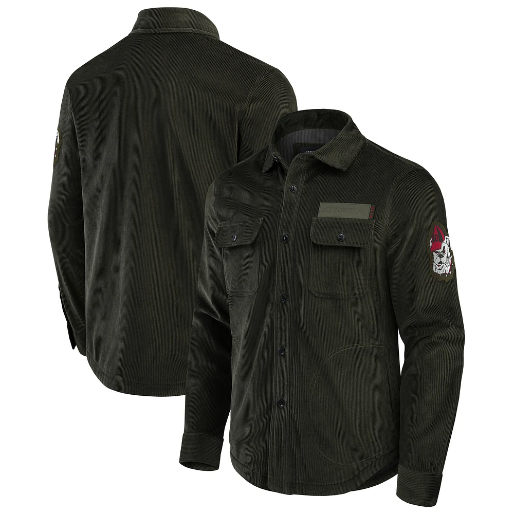 Men's Darius Rucker Collection by Fanatics Olive Georgia Bulldogs Corduroy Full-Button Shacket