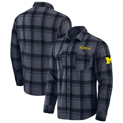 Men's Darius Rucker Collection by Fanatics Navy Michigan Wolverines Relaxed Fit Plaid Button-Up Shirt