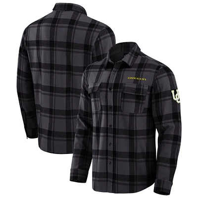 Men's Darius Rucker Collection by Fanatics Black Oregon Ducks Relaxed Fit Plaid Button-Up Shirt