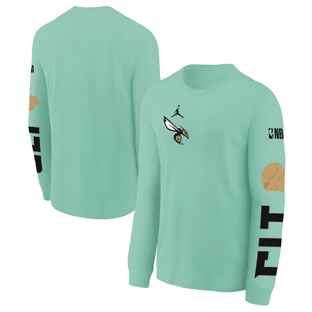 Youth Jordan Brand  Mint Charlotte Hornets 2024/25 City Edition Max90 Long Sleeve T-Shirt